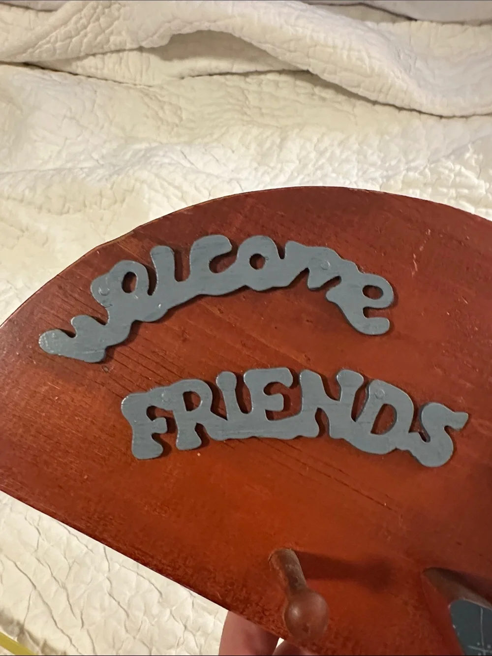 Welcome Friends Wooden Wall Hook - Yellow Horse Design